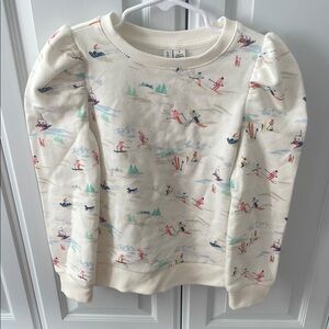 Janie and Jack Cream Sweatshirt with Ski Print